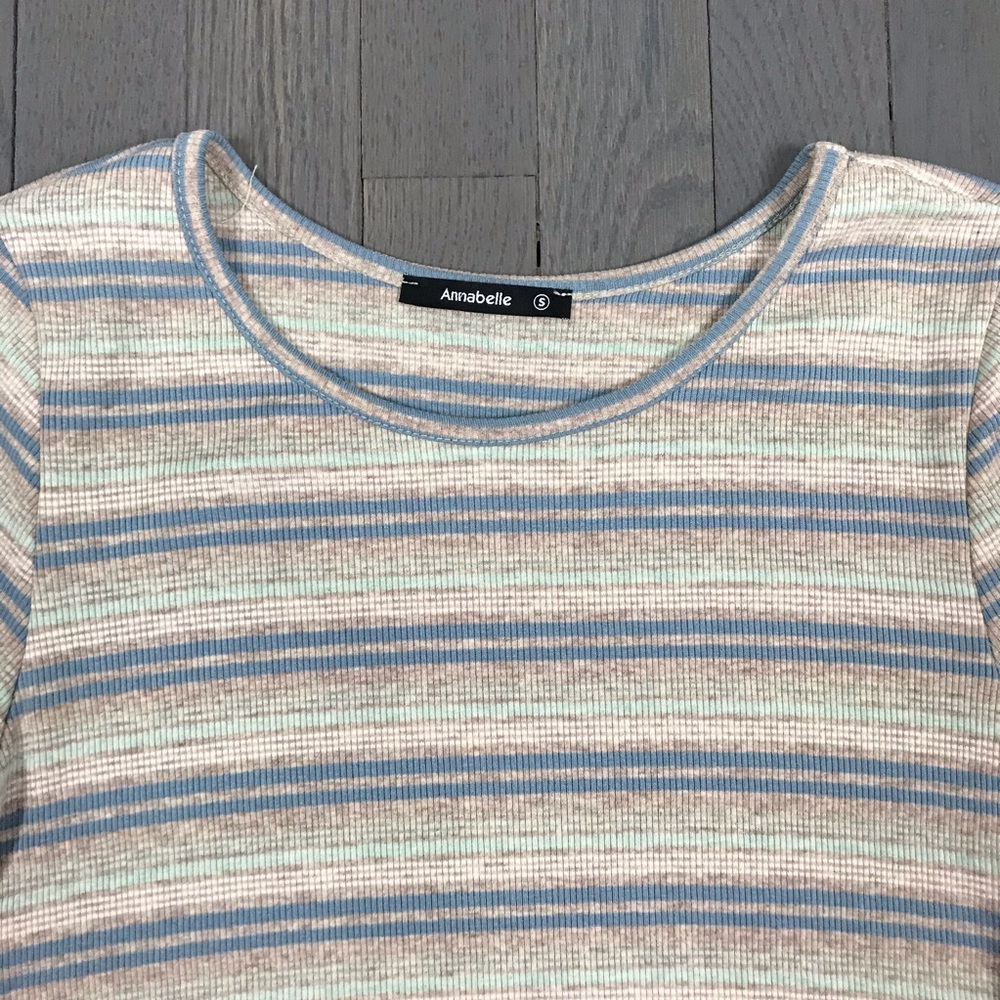 Annabelle Short Sleeve Striped Ruffle A Line Dress - Picture 4 of 7